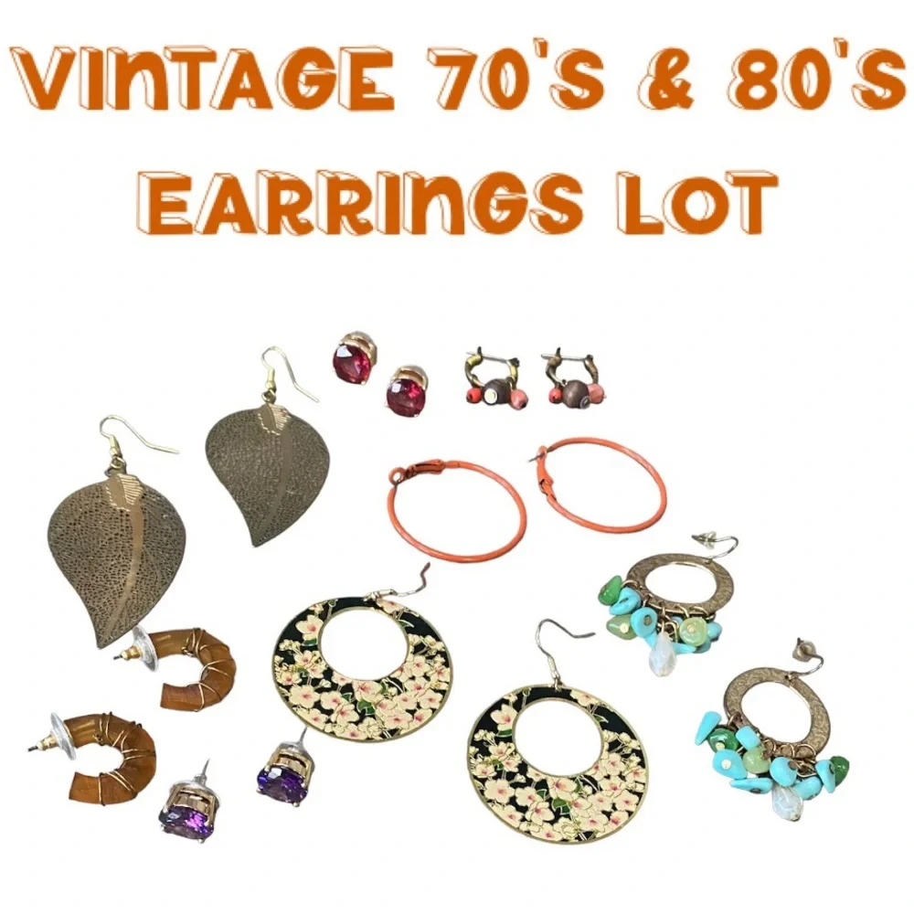 Vintage 70s 80s Jewelry Lot Vintage Earrings Bundle Boho Cottagecore Festival